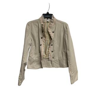 Charlotte Russe Beige Military Ruffle Trim Button Jacket XS Steampunk Style